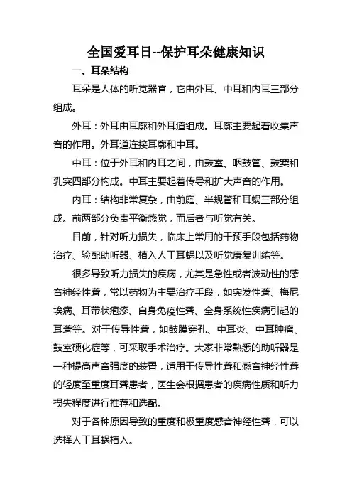 全国爱耳日--保护耳朵健康知识
