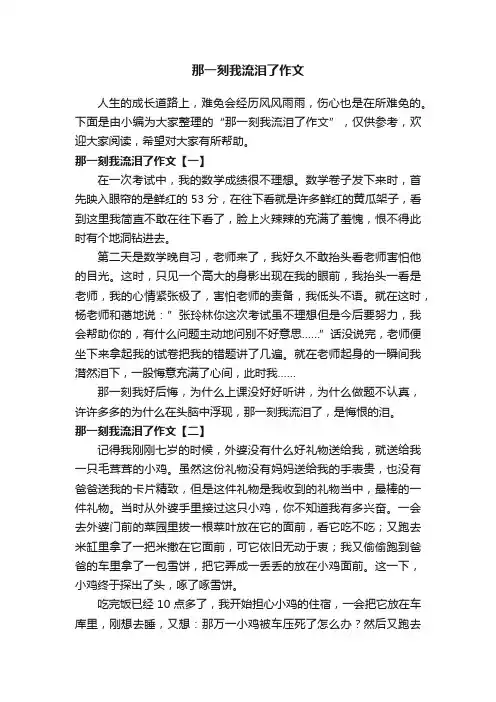那一刻我流泪了作文
