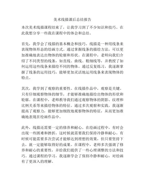 美术线描课后总结报告