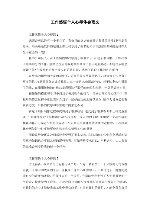 工作感悟个人心得体会范文共三篇