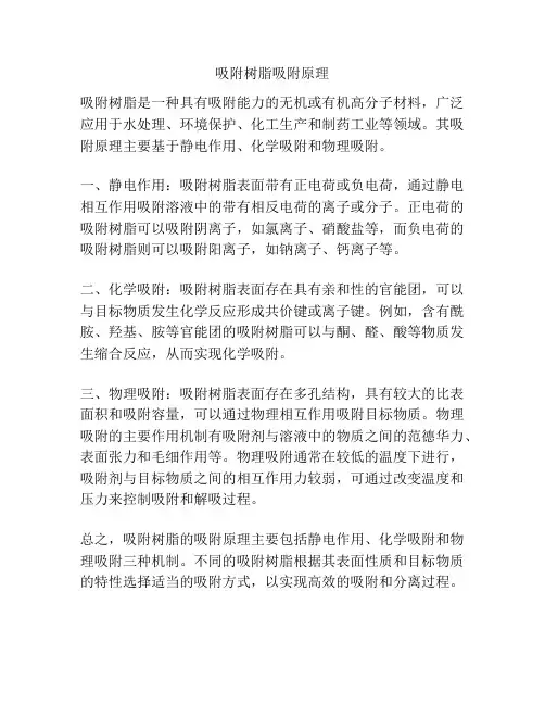 吸附树脂吸附原理