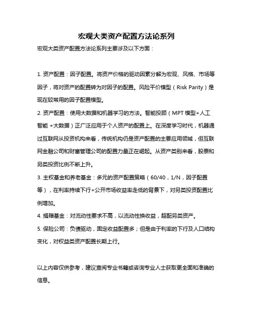 宏观大类资产配置方法论系列