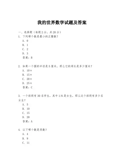 我的世界数学试题及答案