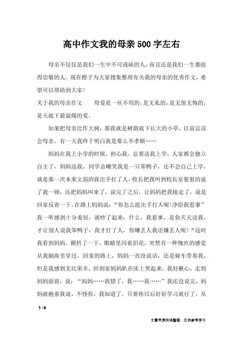 高中作文我的母亲500字左右_高中作文