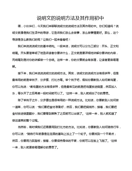 说明文的说明方法及其作用初中
