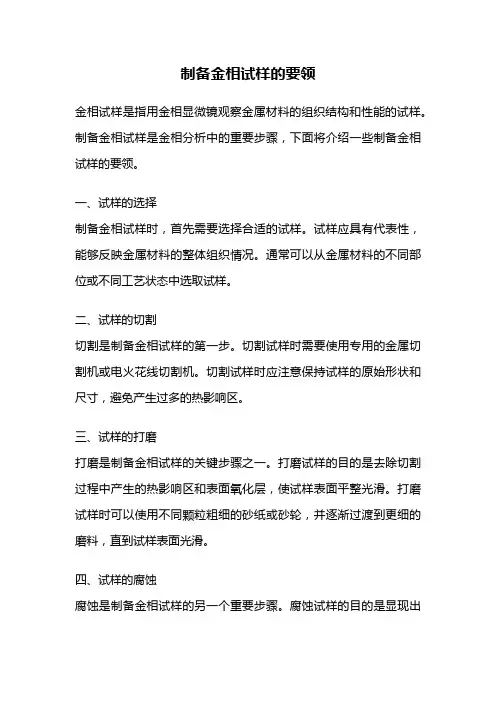 制备金相试样的要领
