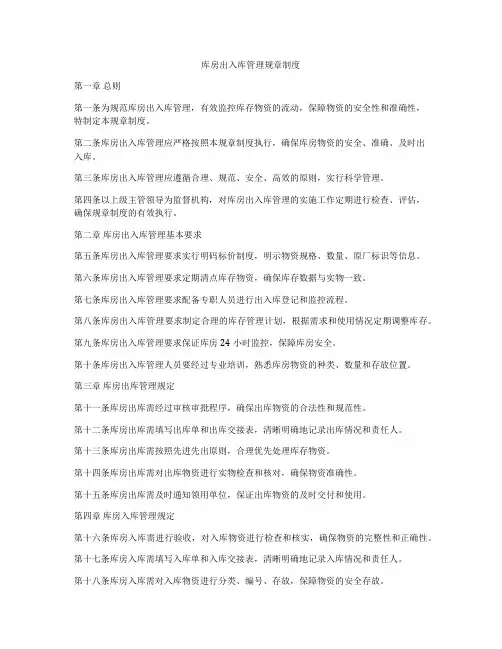 库房出入库管理规章制度