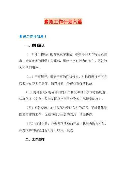 素拓工作计划六篇