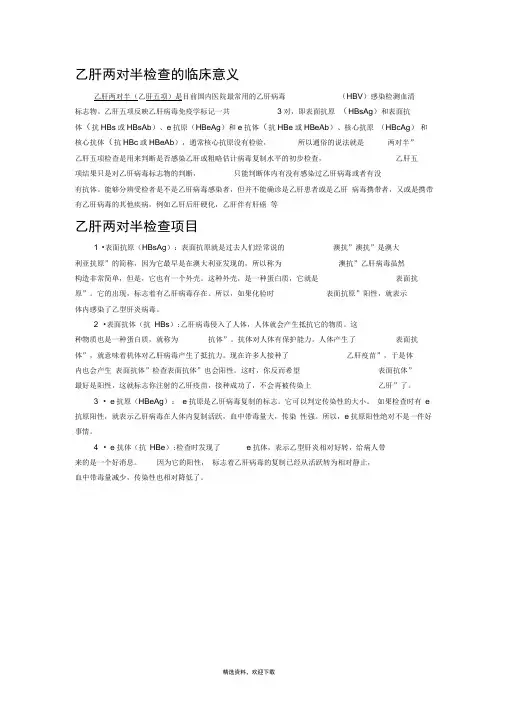 乙肝两对半检查的临床意义