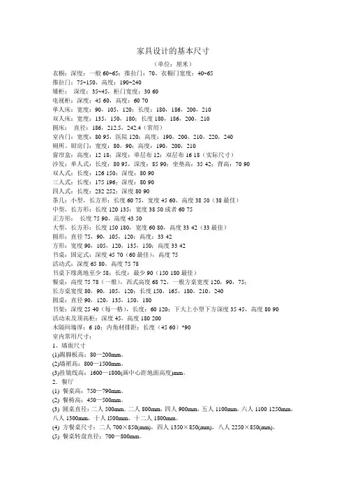 家具设计的基本尺寸