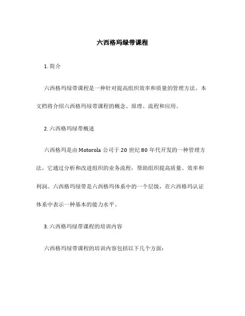 六西格玛绿带课程