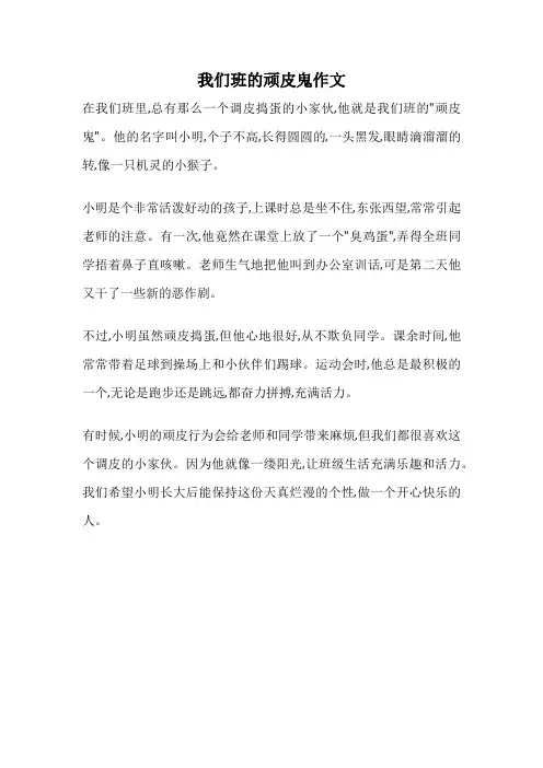 我们班的顽皮鬼作文