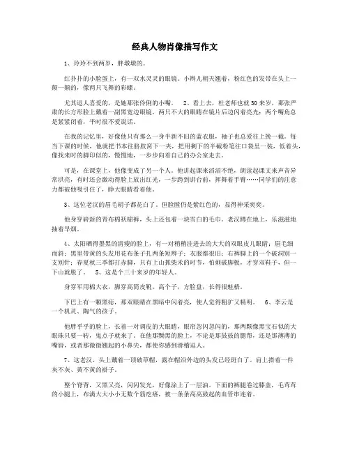 经典人物肖像描写作文