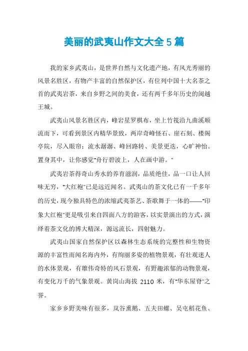 美丽的武夷山作文大全5篇