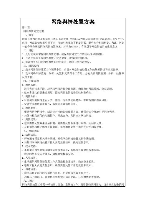 网络舆情处置方案