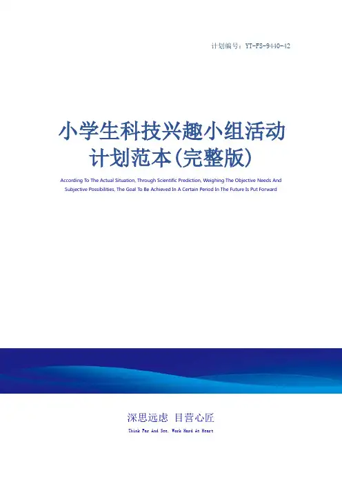 小学生科技兴趣小组活动计划范本(完整版)