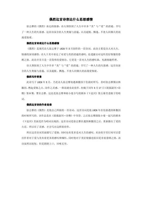 偶然这首诗表达什么思想感情