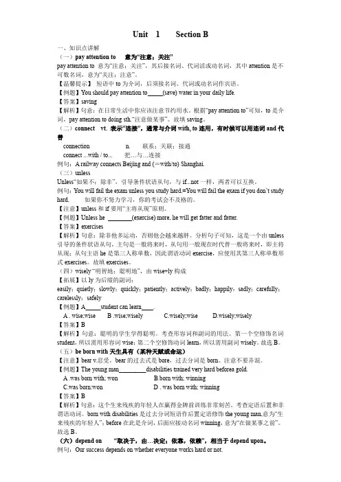 Unit1 section B教材知识点精讲精炼-英语九年级全一册教材知识点精讲精练(人教新目标版