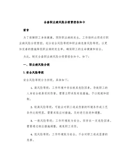 全套职业病风险分级管控告知卡