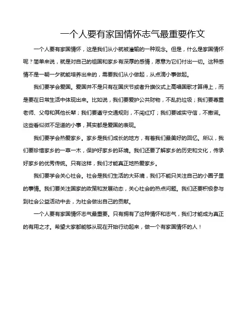 一个人要有家国情怀志气最重要作文