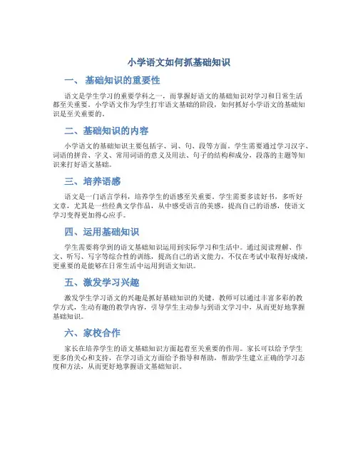 小学语文如何抓基础知识