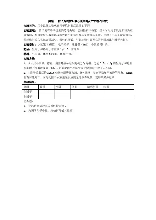 中药药理学实验课教案