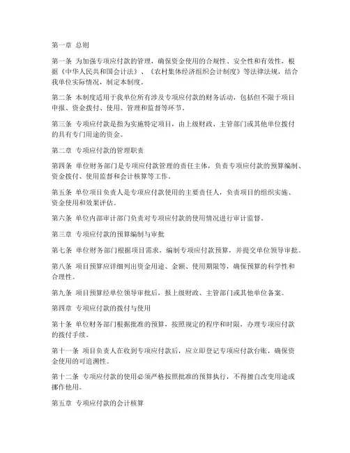专项应付款财务管理制度