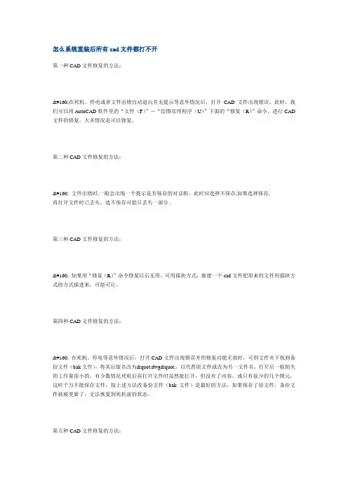 系统重装后所有cad文件都打不开