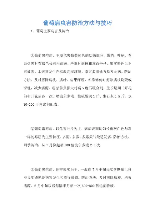 葡萄病虫害防治方法与技巧