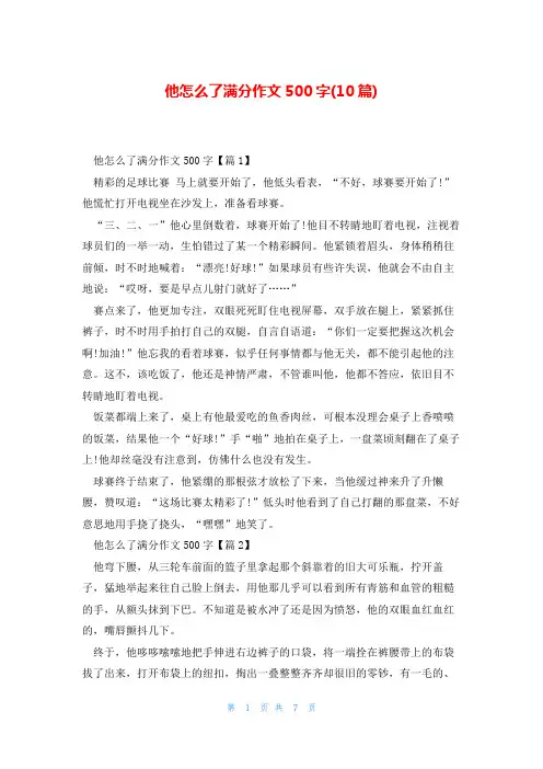 他怎么了满分作文500字(10篇)
