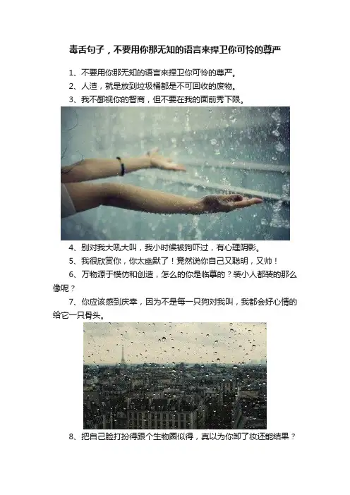 毒舌句子，不要用你那无知的语言来捍卫你可怜的尊严