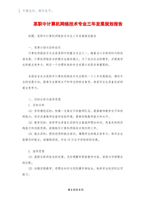 某职中计算机网络技术专业三年发展规划报告
