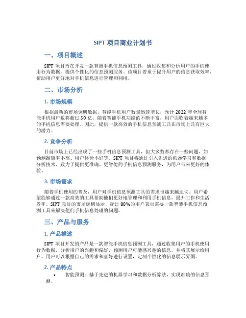 SIPT项目商业计划书