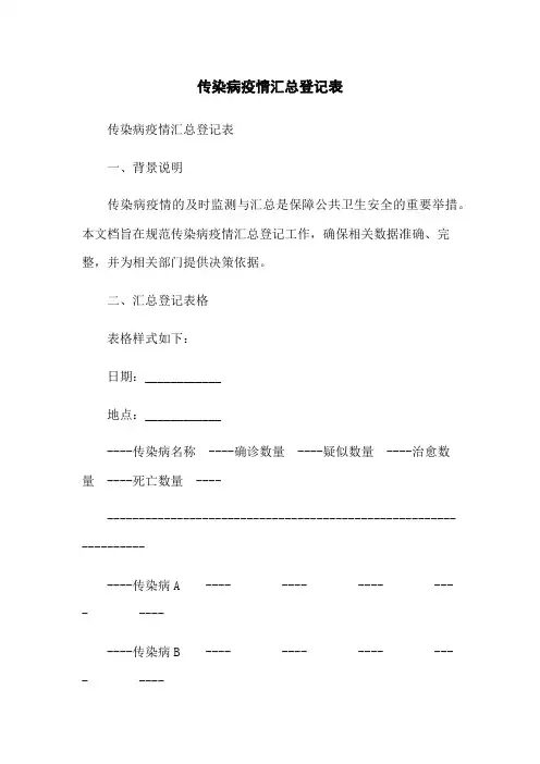 传染病疫情汇总登记表
