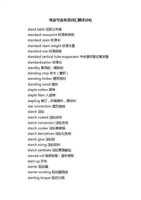 纸业专业英语词汇翻译（S6）