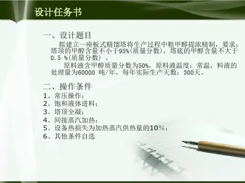 年产6万吨甲醇双塔精馏装置设计