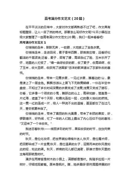 高考满分作文范文（20篇）