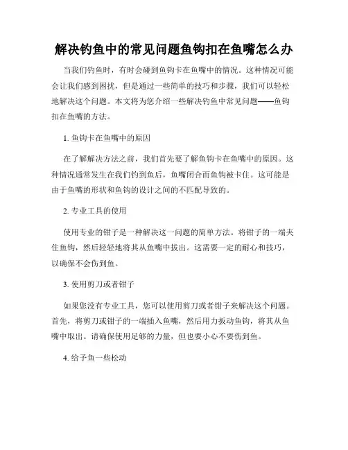 解决钓鱼中的常见问题鱼钩扣在鱼嘴怎么办