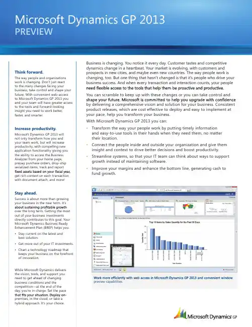 Microsoft Dynamics GP 2013 预览版商品介绍说明书