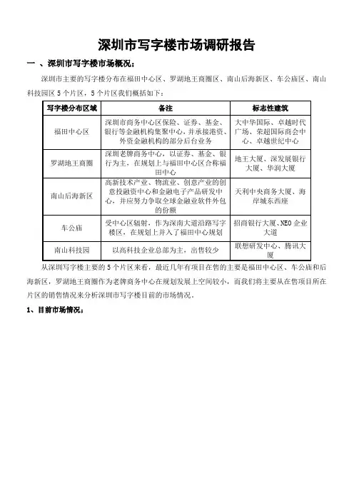 深圳市写字楼市场调研报告Word版
