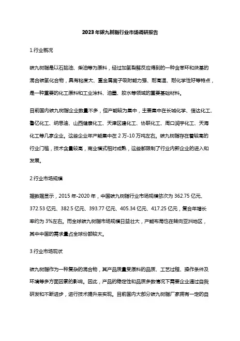2023年碳九树脂行业市场调研报告
