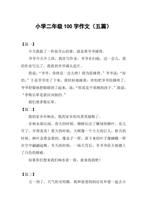 小学二年级100字作文(五篇)