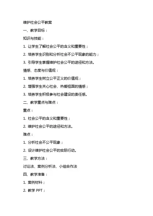 维护社会公平教案