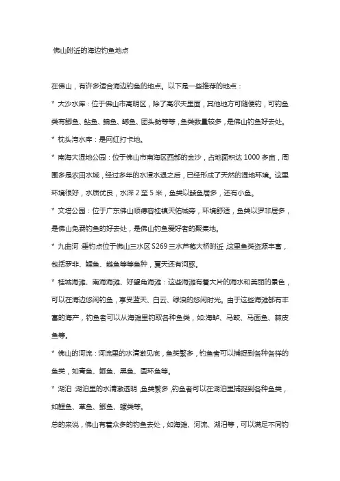 佛山附近的海边钓鱼地点