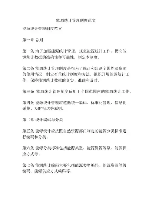 能源统计管理制度范文
