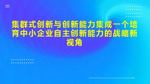 集群式创新与创新能力集成一个培育中小企业自主创新能力的战略新视角