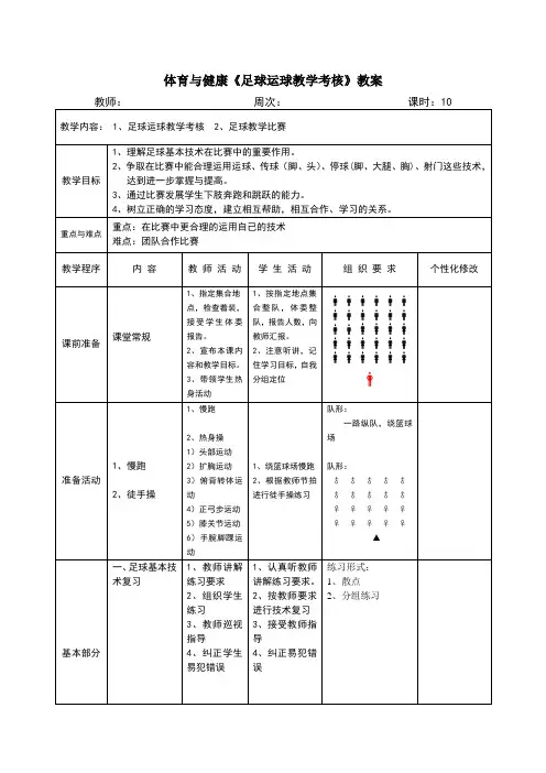 体育与健康《足球运球教学考核》教案