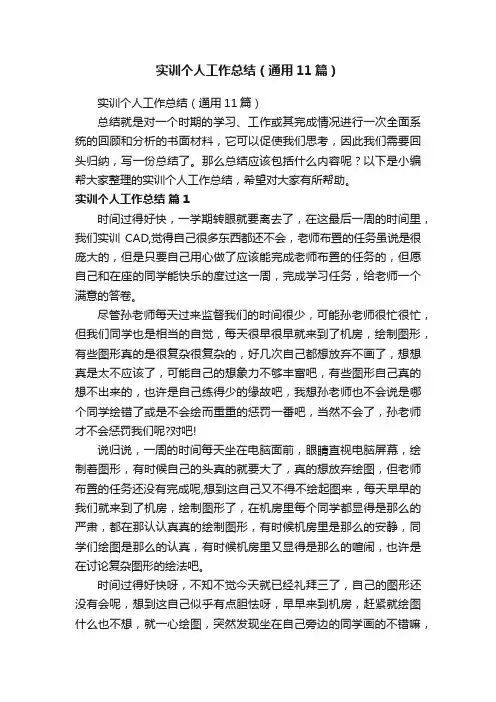 实训个人工作总结（通用11篇）