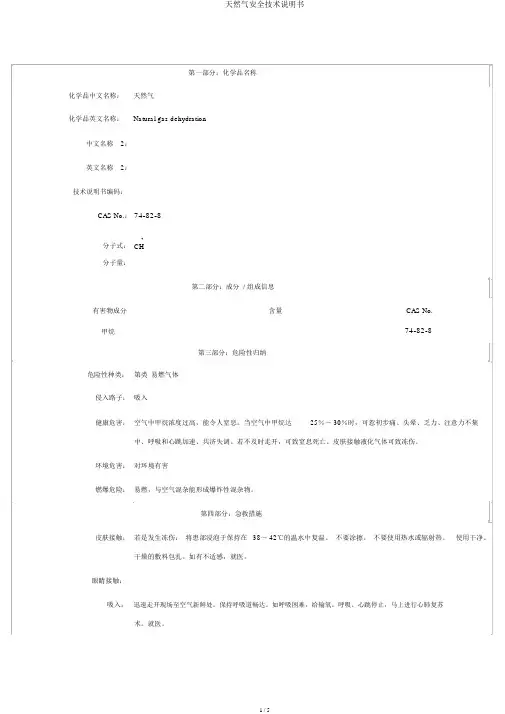 天然气安全技术说明书