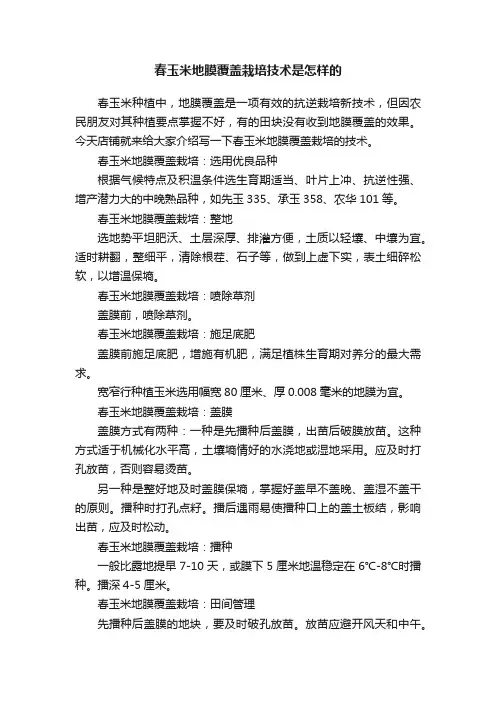 春玉米地膜覆盖栽培技术是怎样的